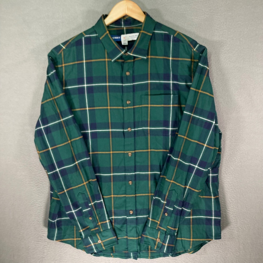Old Navy Flannel Shirt Mens XL Green Plaid Button Up Casual‎ Soft Cotton